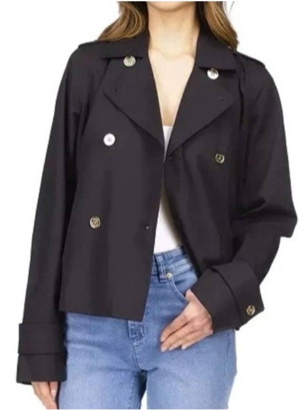 NWT Michael Kors Women's L Black Double-Breasted Jacket